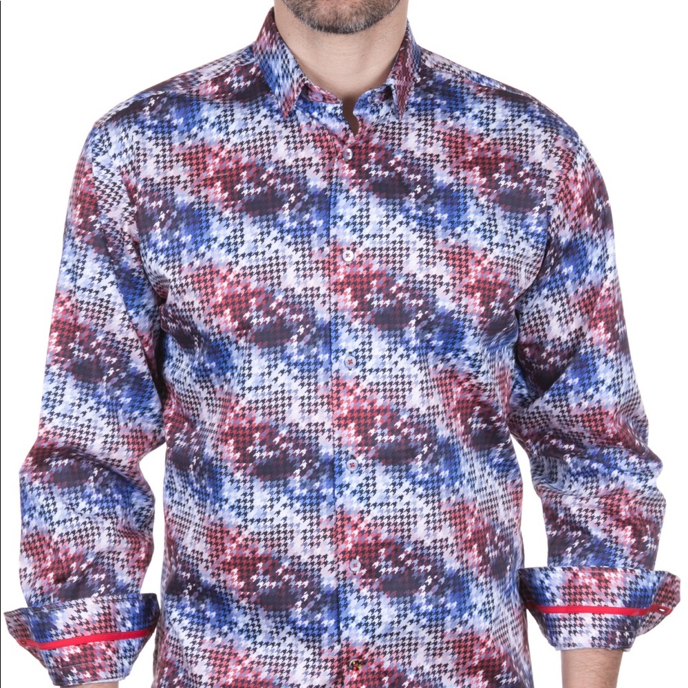 Red, white and blue herringbone